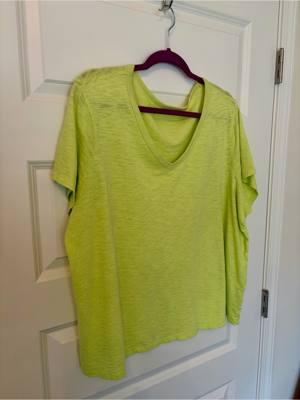 Old Navy V‑Neck Short Sleeve Top - Neon Lime - Picture 3 of 5